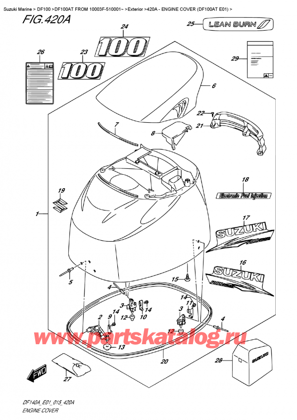 ,    , Suzuki DF100A TL FROM 10003F-510001~ (E01)  2015 , Engine  Cover (Df100At  E01)