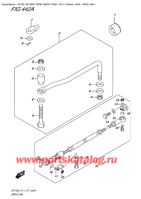 ������ ������������ ��������, �� ��������� ���������, Suzuki DF100A TL FROM 10003F-710001~ (E11), Drag  Link
