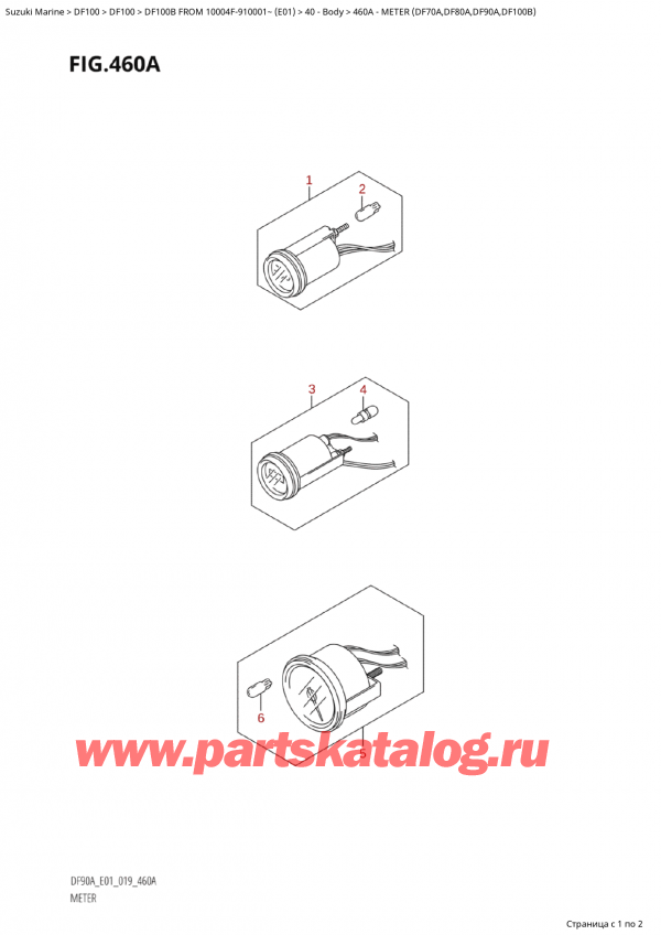 ,   , Suzuki Suzuki DF100B TL / TX FROM 10004F-910001~  (E01 019)  2019 ,  (Df70A, Df80A, Df90A, Df100B) / Meter (Df70A,Df80A,Df90A,Df100B)