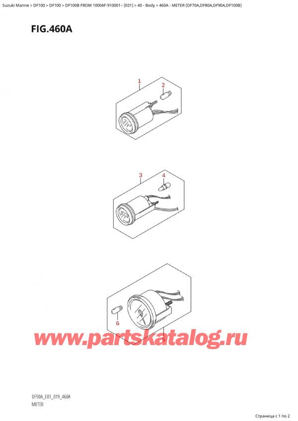 ,   , Suzuki Suzuki DF100B TL / TX FROM 10004F-910001~  (E01 019), Meter (Df70A,Df80A,Df90A,Df100B)