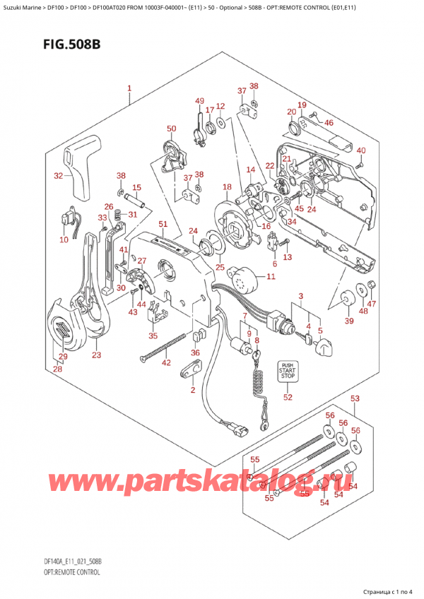   ,   , SUZUKI Suzuki DF100A TL FROM 10003F-040001~  (E01 020)  2020 , Opt:remote Control (E01,E11)