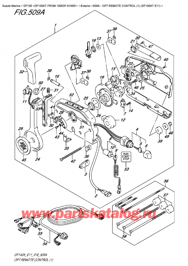  ,   , Suzuki DF100AT   FROM 10003F-610001~ , :   (1) (Df100At E11) - Opt:remote  Control  (1)  (Df100At  E11)