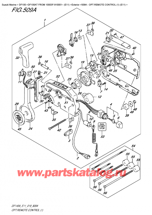 ��������� ��������, �� �������� �����, SUZUKI DF100A TL FROM 10003F-910001~ (E11) ������ 2019 ����, �����: ������������� ���������� (1) (E11) / Opt:remote Control  (1)  (E11)