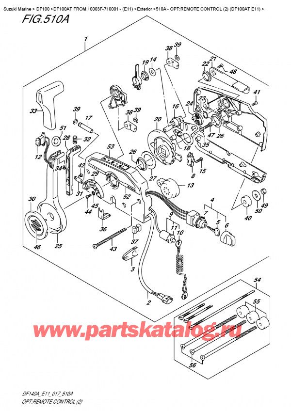   ,   , Suzuki DF100A TL FROM 10003F-710001~ (E11)  2017 , Opt:remote Control  (2)  (Df100At  E11)