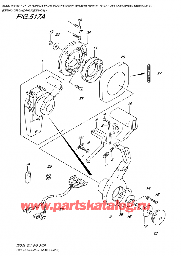  ,   , Suzuki DF100B TL/TX FROM 10004F-810001~ (E01)  2018 , Opt:concealed  Remocon  (1)  (Df70A)(Df80A)(Df90A)(Df100B)