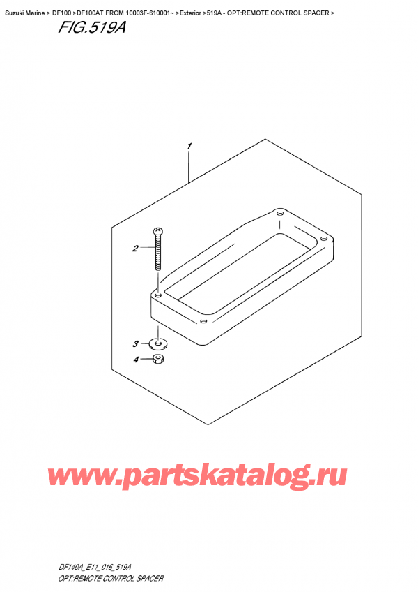   ,   , Suzuki DF100AT   FROM 10003F-610001~   2016 , Opt:remote  Control  Spacer