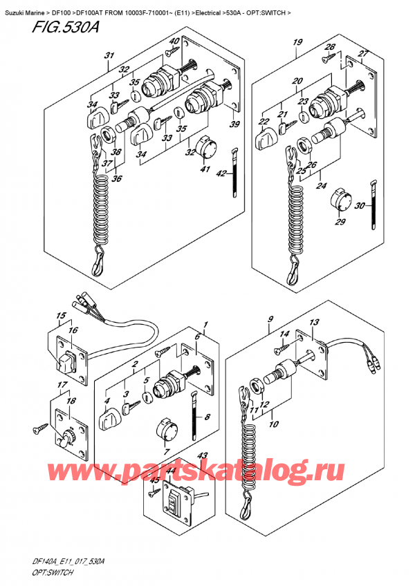 ����� ��������, �� �������� �����, Suzuki DF100A TL FROM 10003F-710001~ (E11) ������ 2017 ����, Opt:switch