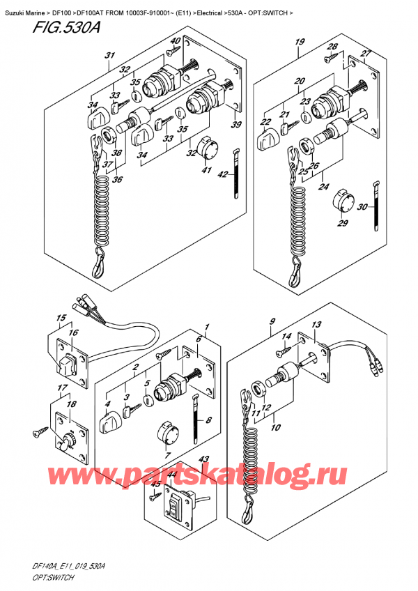 ����� ��������, �� �������� ��������� �����, Suzuki DF100A TL FROM 10003F-910001~ (E11) ������ 2019 ����, Opt:switch