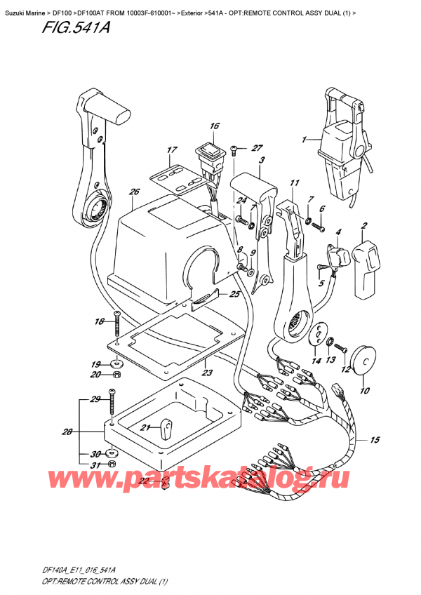 ,    , Suzuki DF100AT   FROM 10003F-610001~ , Opt:remote  Control  Assy  Dual  (1) / :     Dual (1)