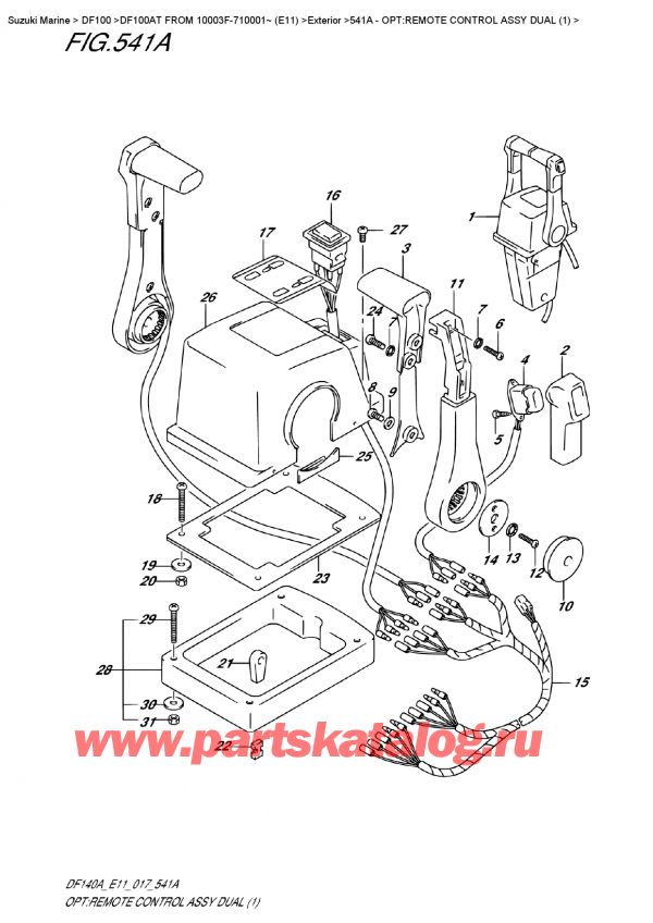   ,   , Suzuki DF100A TL FROM 10003F-710001~ (E11), Opt:remote Control  Assy  Dual  (1)