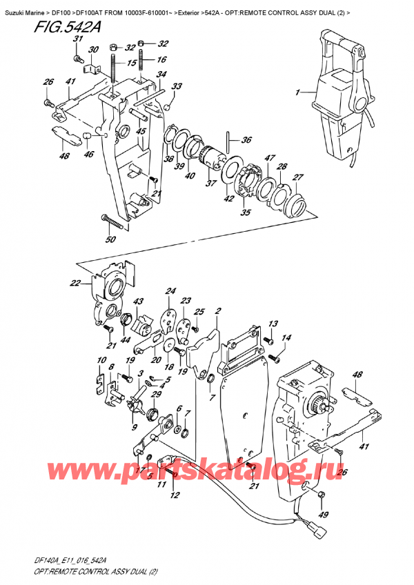   ,    , Suzuki DF100AT   FROM 10003F-610001~   2016 , Opt:remote  Control  Assy  Dual  (2)