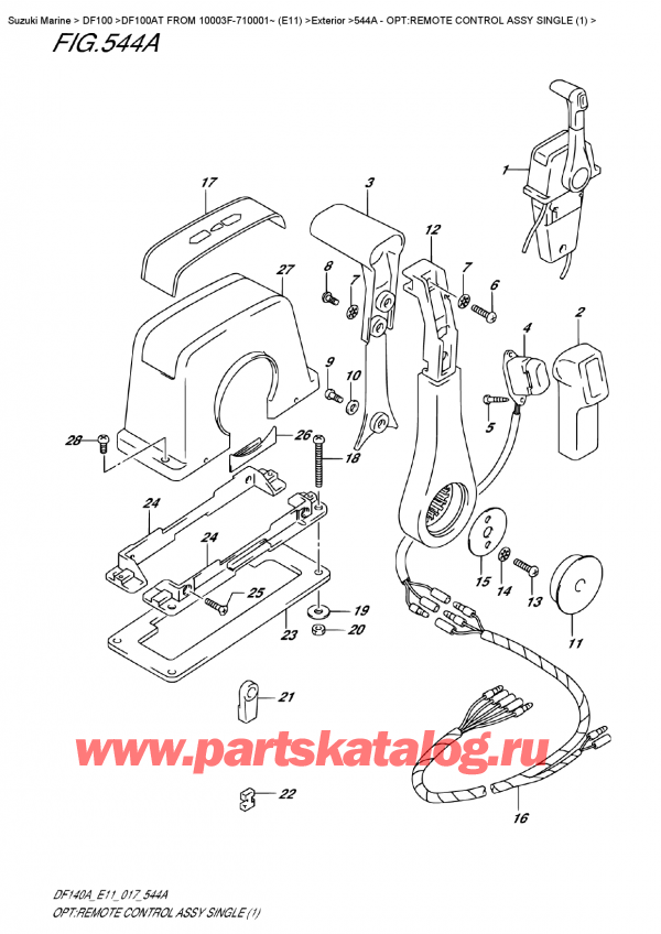   ,    , SUZUKI DF100A TL FROM 10003F-710001~ (E11),    ,  (1) - Opt:remote Control  Assy  Single  (1)