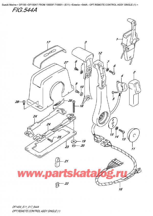  ,   , Suzuki DF100A TL FROM 10003F-710001~ (E11)  2017 , Opt:remote Control  Assy  Single  (1) /    ,  (1)