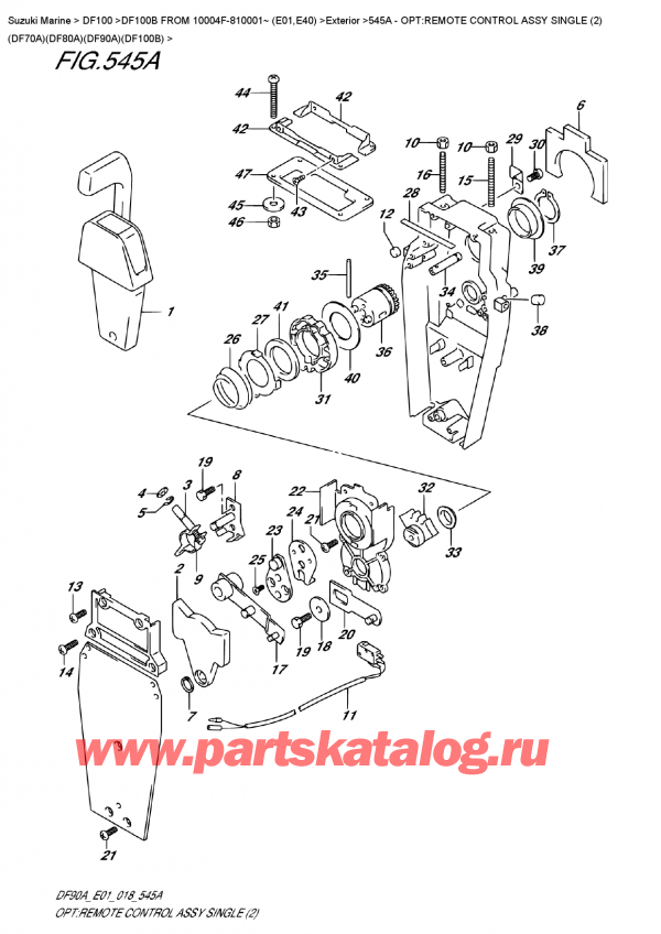  ,   , Suzuki DF100B TL/TX FROM 10004F-810001~ (E01), Opt:remote  Control  Assy  Single  (2)  (Df70A)(Df80A)(Df90A)(Df100B)