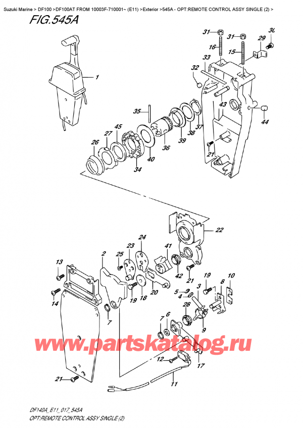  ,   , Suzuki DF100A TL FROM 10003F-710001~ (E11)  2017 , Opt:remote Control  Assy  Single  (2)