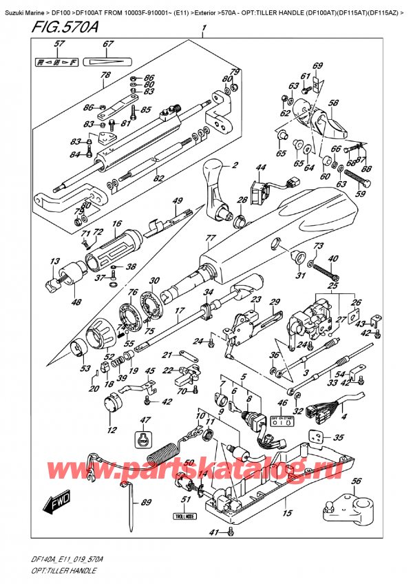  ,  , Suzuki DF100A TL FROM 10003F-910001~ (E11), Opt:tiller Handle  (Df100At)(Df115At)(Df115Az) - :  (Df100At) (Df115At) (Df115Az)