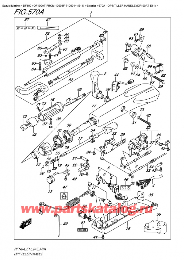  ,   , Suzuki DF100A TL FROM 10003F-710001~ (E11), Opt:tiller Handle  (Df100At  E11)