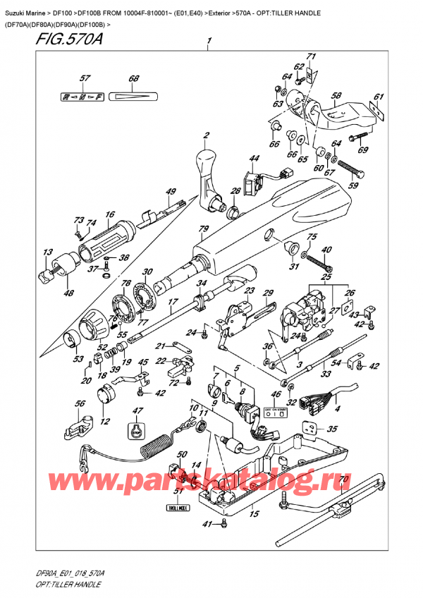  ,   , SUZUKI DF100B TL/TX FROM 10004F-810001~ (E01), Opt:tiller  Handle  (Df70A)(Df80A)(Df90A)(Df100B) / :  (Df70A) (Df80A) (Df90A) (Df100B)