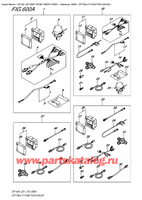  , , Suzuki DF100A TL FROM 10003F-510001~ (E01)  2015 , Opt:multi  Function  Gauge / : multi Function Gauge