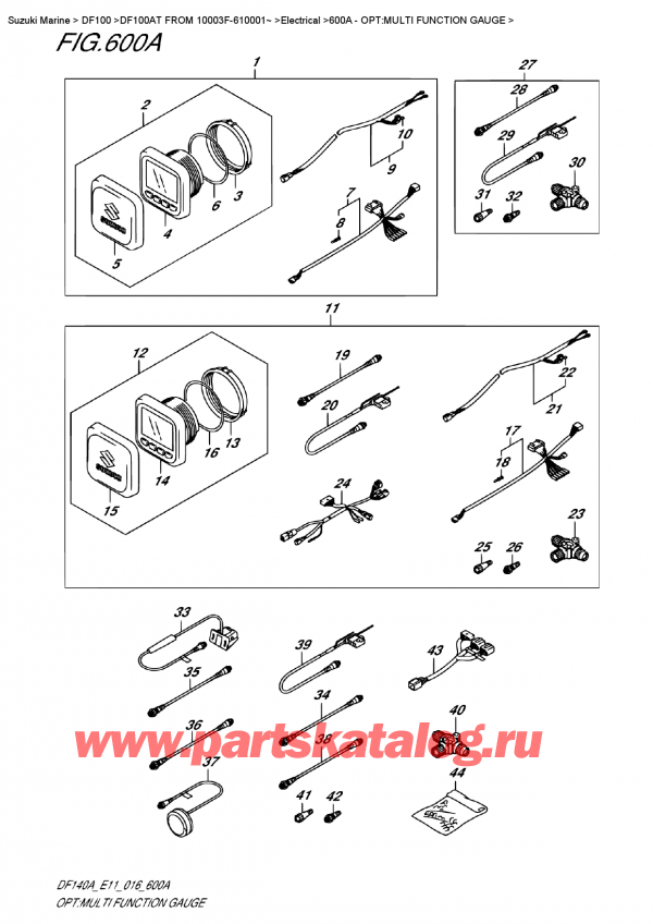   ,    , Suzuki DF100AT   FROM 10003F-610001~   2016 , : multi Function Gauge - Opt:multi  Function  Gauge