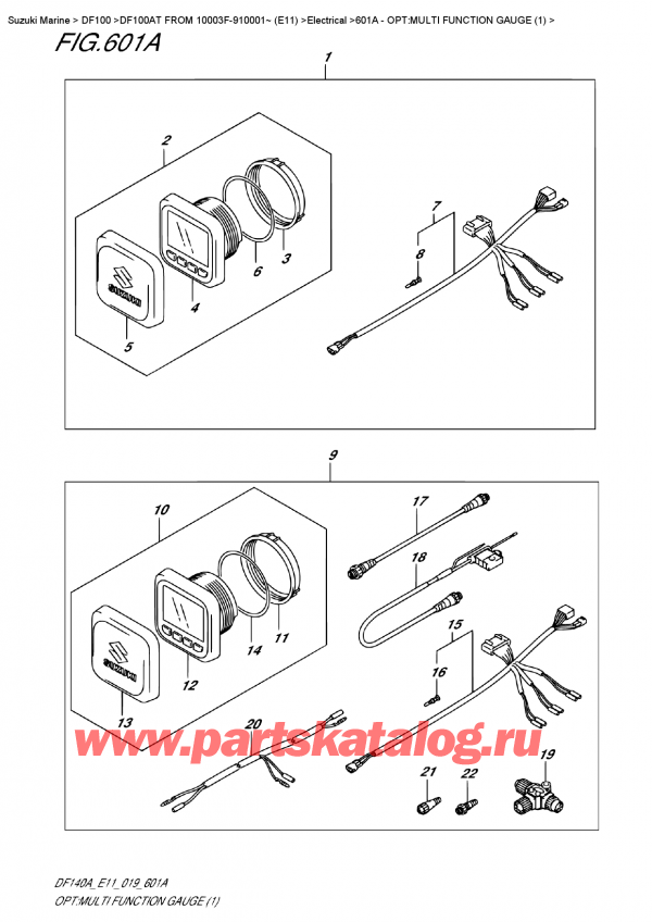 ��������� ��������, �� �������� ��������� �����, SUZUKI DF100A TL FROM 10003F-910001~ (E11), �����: multi Function Gauge (1)