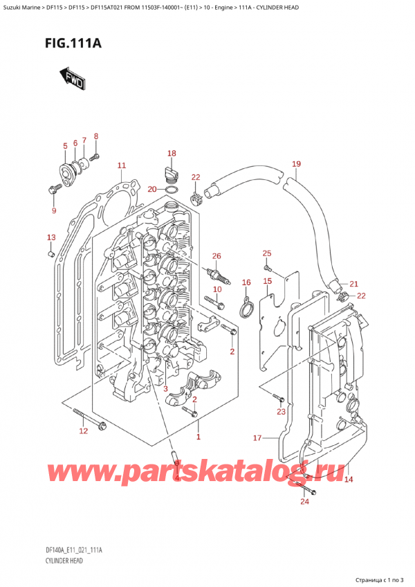  ,   , Suzuki Suzuki DF115A TL / TX FROM 11503F-140001~  (E01 021), Cylinder Head