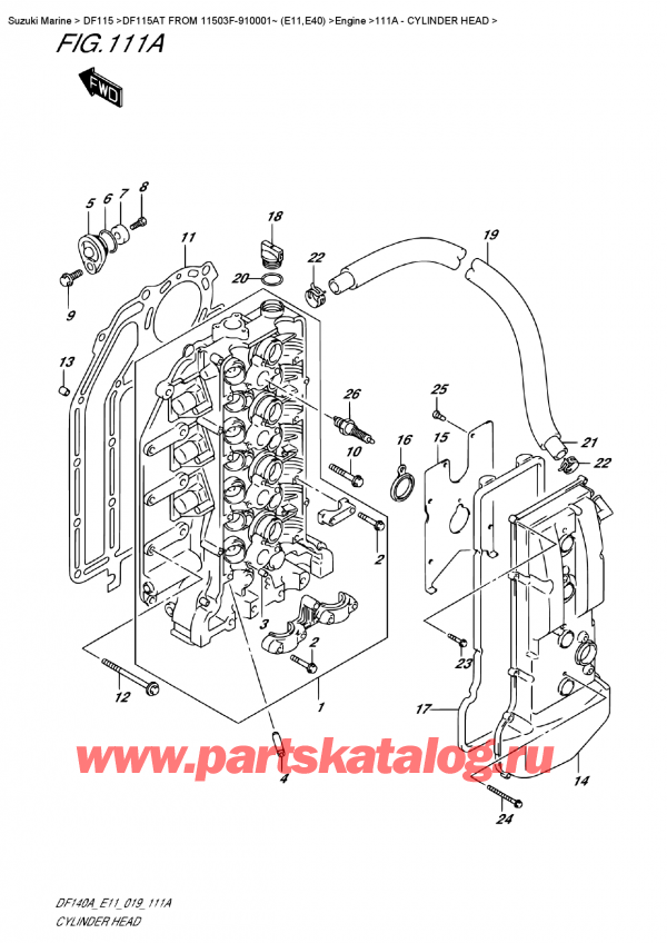   ,   , Suzuki DF115A TL / TX FROM 11503F-910001~ (E11), Cylinder Head