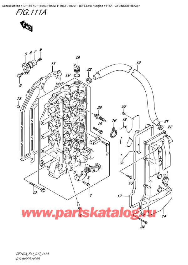  ,    ,  DF115A ZL / ZX FROM 11503Z-710001~ (E11)  2017 , Cylinder Head