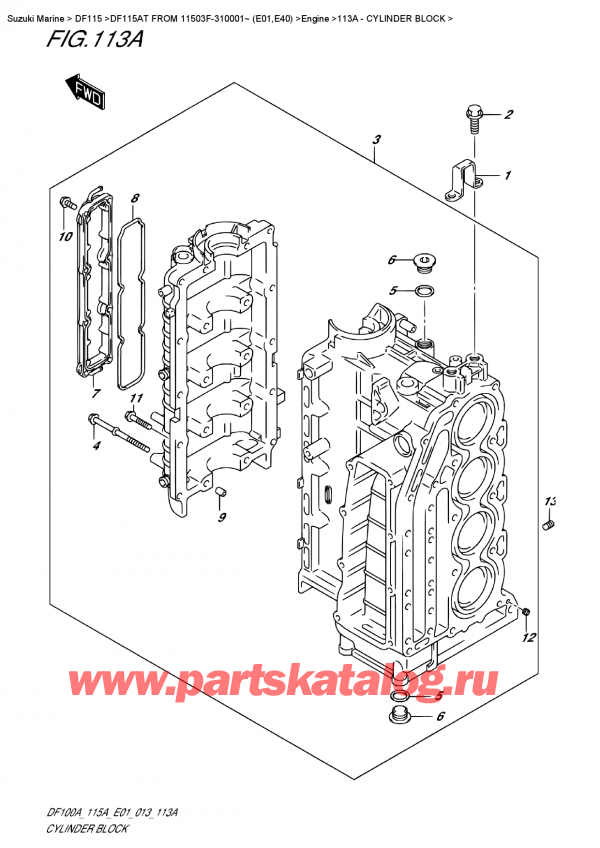   ,   , SUZUKI DF115A TL / TX FROM 11503F-310001~ (E01),   - Cylinder Block