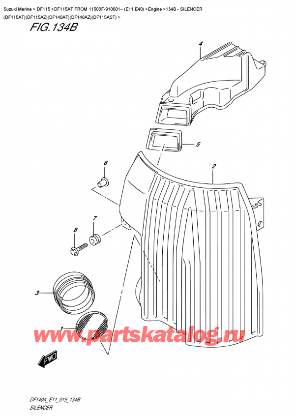  ,    , Suzuki DF115A TL / TX FROM 11503F-910001~ (E11)  2019 , Silencer (Df115At)(Df115Az)(Df140At)(Df140Az)(Df115Ast) /  (Df115At) (Df115Az) (Df140At) (Df140Az) (Df115Ast)