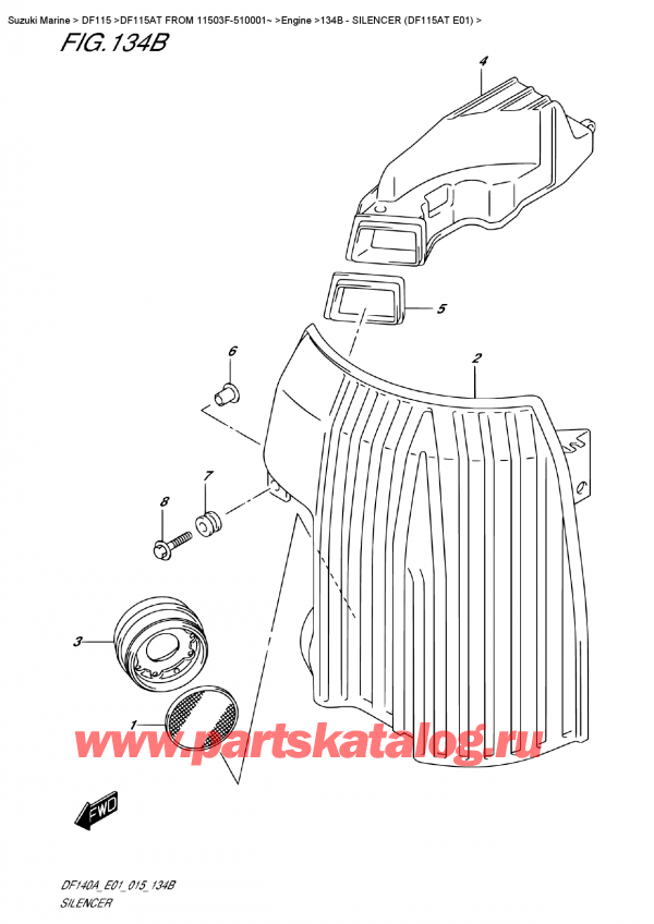   ,    , Suzuki DF115A TL FROM 11503F-510001~ (E01)  2015 , Silencer  (Df115At E01) /  (Df115At E01)