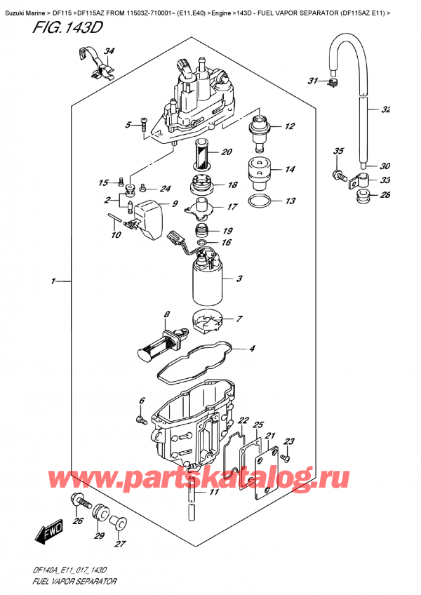  ,   ,  DF115A ZL / ZX FROM 11503Z-710001~ (E11)  2017 , Fuel Vapor  Separator  (Df115Az  E11) -    (Df115Az E11)