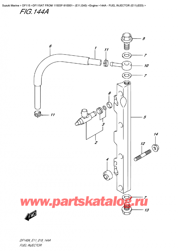   ,   , SUZUKI DF115A TL / TX FROM 11503F-910001~ (E11), Fuel Injector  (E11)(E03) /   (E11) (E03)