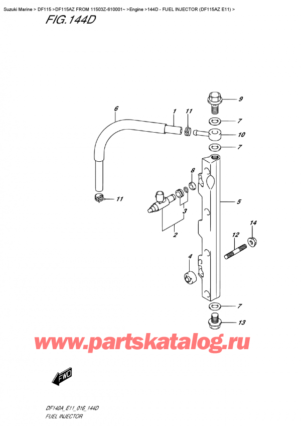   ,  , Suzuki DF115A ZL / ZX   FROM 11503Z-610001~   2016 ,   (Df115Az E11) - Fuel  Injector (Df115Az  E11)