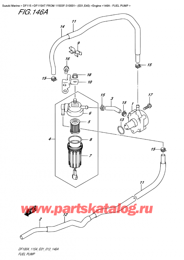  ,   , Suzuki DF115A TL / TX FROM 11503F-310001~ (E01)  2013 , Fuel Pump /  