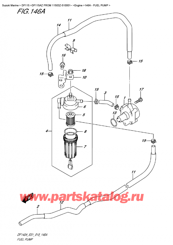 ��������, �� ���������, Suzuki DF115A ZL / ZX FROM 11503Z-510001~ , Fuel  Pump