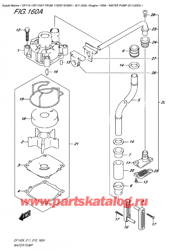  ,    , Suzuki DF115A TL / TX FROM 11503F-910001~ (E11), Water Pump (E11)(E03)