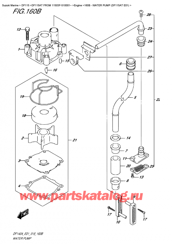  ,   , Suzuki DF115A TL FROM 11503F-510001~ (E01)  2015 ,   (Df115At E01) - Water  Pump  (Df115At E01)