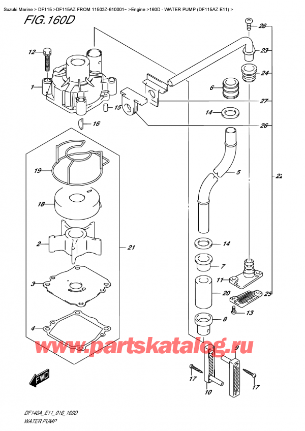 ,   , Suzuki DF115A ZL / ZX   FROM 11503Z-610001~ ,   (Df115Az E11) - Water  Pump  (Df115Az E11)