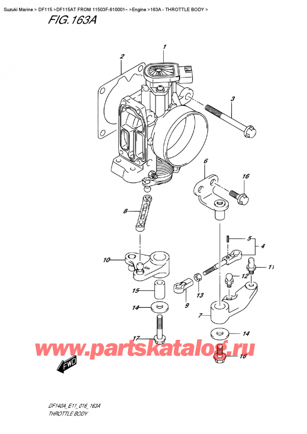   , , SUZUKI DF115AT L/X FROM 11503F-610001~ (E11), Throttle  Body