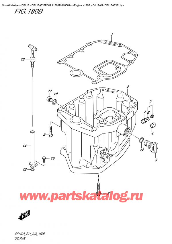  , , SUZUKI DF115AT L/X FROM 11503F-610001~ (E11)  2016 , Oil  Pan  (Df115At E11)