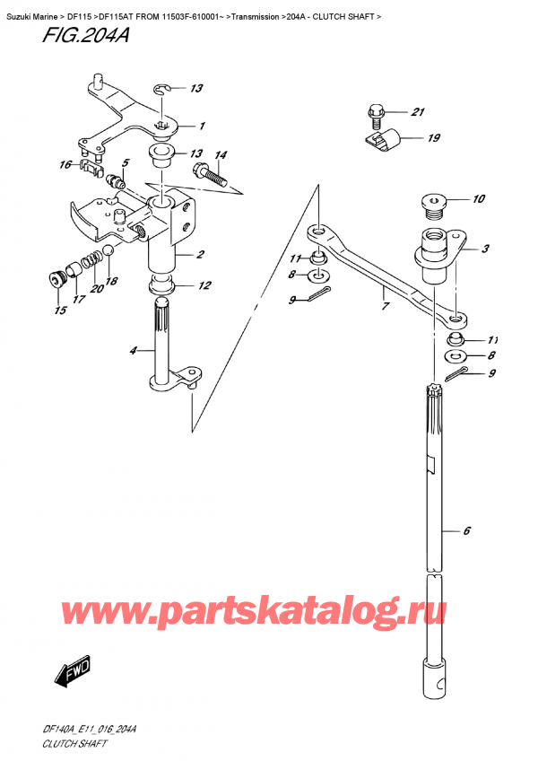 ,   ,  DF115AT L/X FROM 11503F-610001~ (E11), Clutch  Shaft