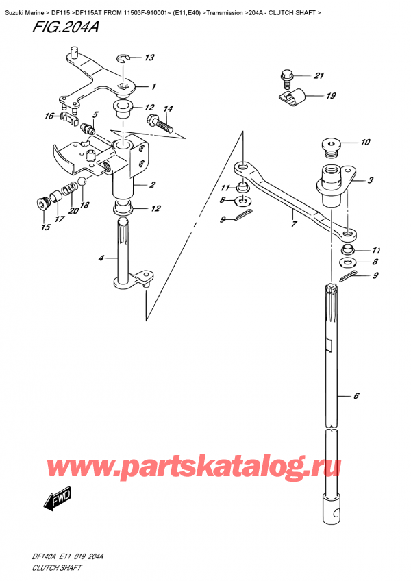 ������ �������������, �� �������� �����, Suzuki DF115A TL / TX FROM 11503F-910001~ (E11) ������ 2019 ����, ��������� ���