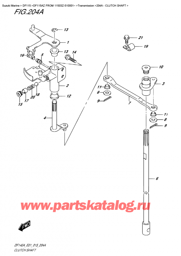   ,   , Suzuki DF115A ZL / ZX FROM 11503Z-510001~ ,   - Clutch  Shaft