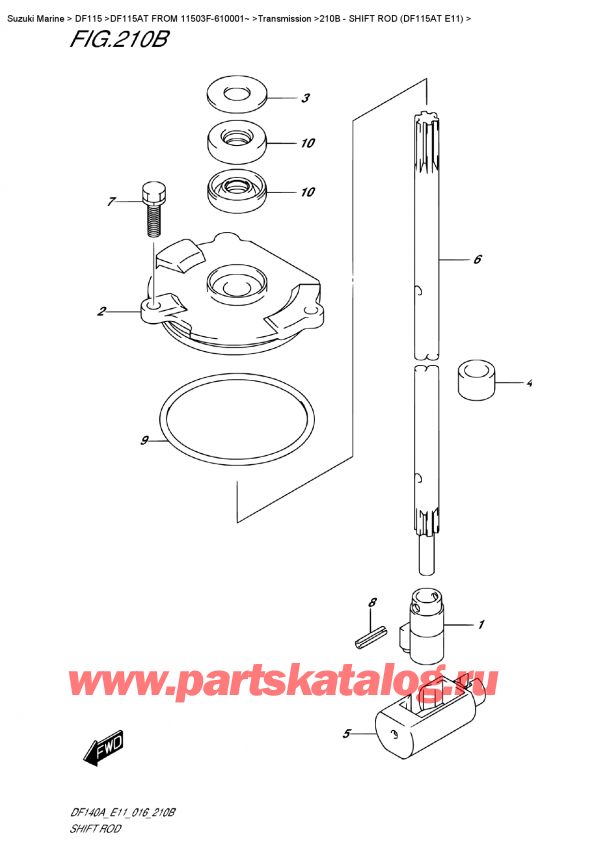   ,   , Suzuki DF115AT L/X FROM 11503F-610001~ (E11)  2016 , Shift  Rod (Df115At E11) -   (Df115At E11)