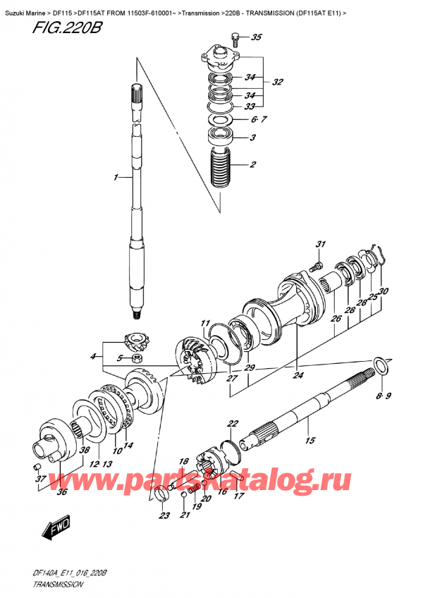 ,   , Suzuki DF115AT L/X FROM 11503F-610001~ (E11),  (Df115At E11) / Transmission (Df115At  E11)