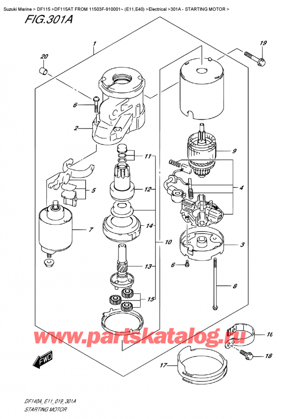  ,    , Suzuki DF115A TL / TX FROM 11503F-910001~ (E11)  2019 , Starting  Motor