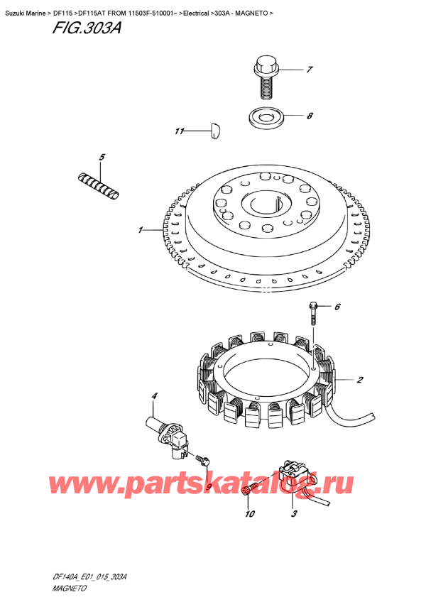   ,   , SUZUKI DF115A TL FROM 11503F-510001~ (E01)  2015 ,  / Magneto