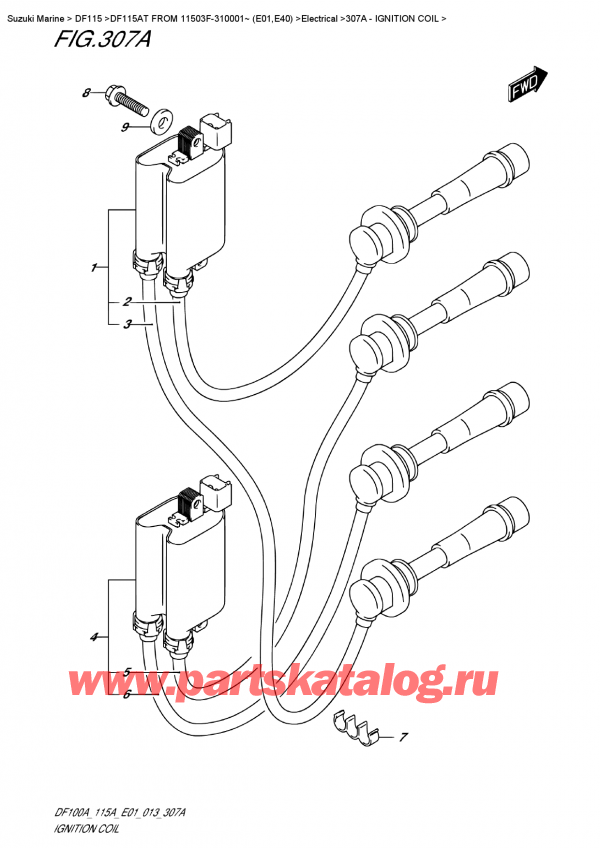 ��������� ������������ ��������, �� ��������� �������� �����, ������ DF115A TL / TX FROM 11503F-310001~ (E01), Ignition Coil