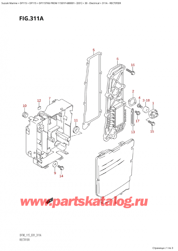 ������ �������������, �� ��������� �����, Suzuki Suzuki DF115TK6 L / X FROM 11501F-680001~ (E01) - 2006, �����������